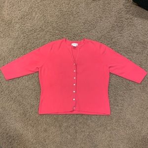 Worthington Essentials 3/4 Sleeve Pink Cardigan